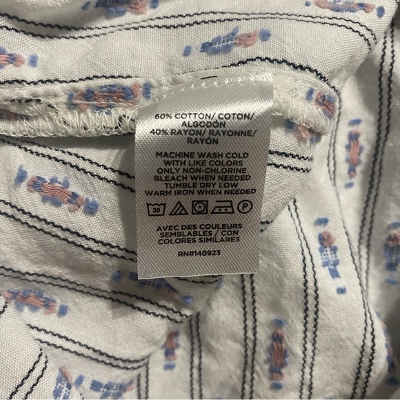 LOFT White Embroidered Ruffle Button Up Top - Picture 7 of 7